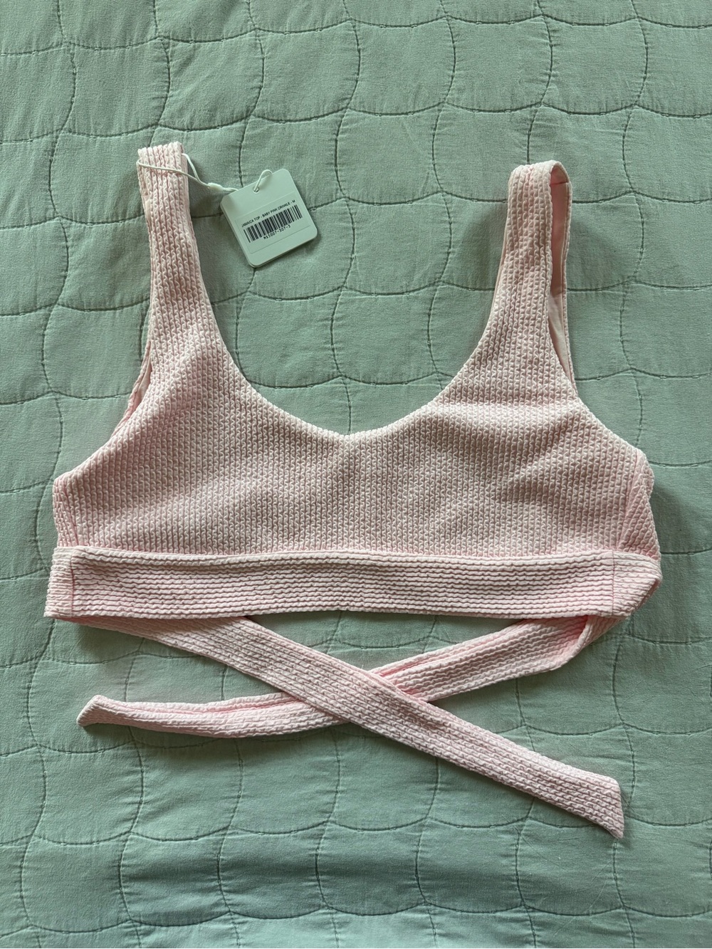 Monday Swimwear Soft Pink Textured Wrap Bikini Top